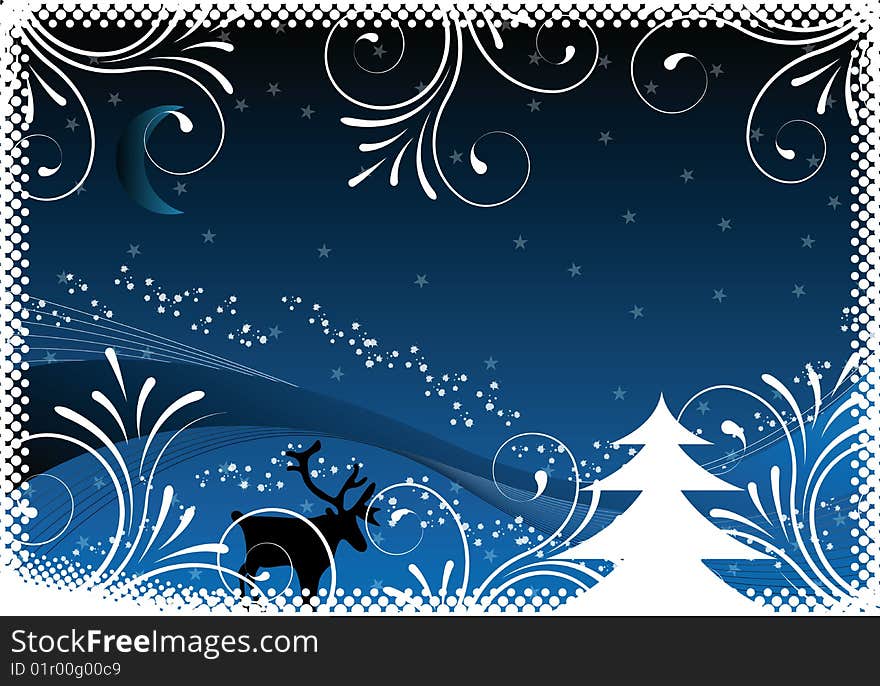 Blue christmas background with ornaments for design