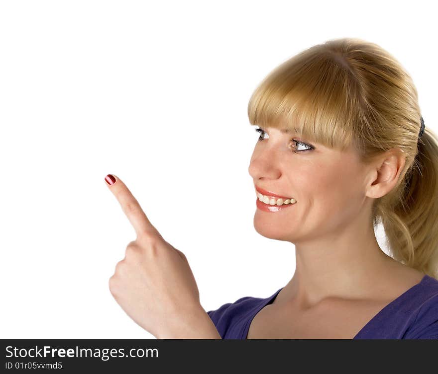 The girl specifies where that a finger presentations