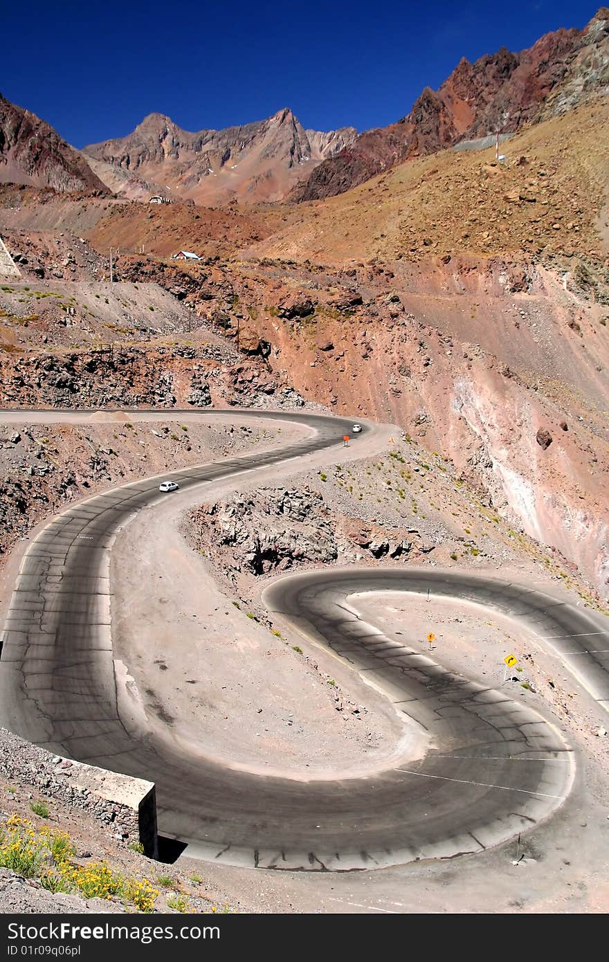 Beautiful road through high Andes Chile South America. Beautiful road through high Andes Chile South America