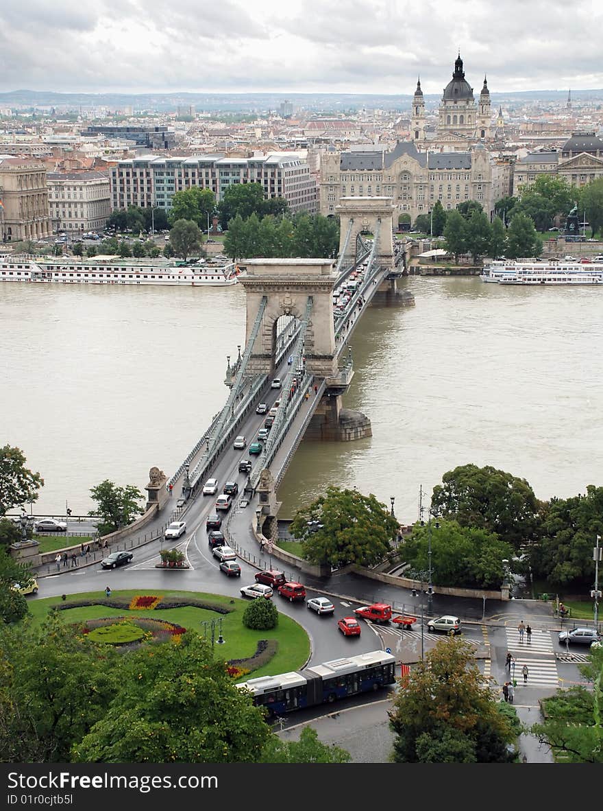 Up View of Chain Bridge Budapest