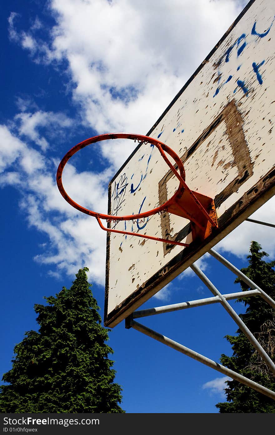 Basket with the board and sky blue