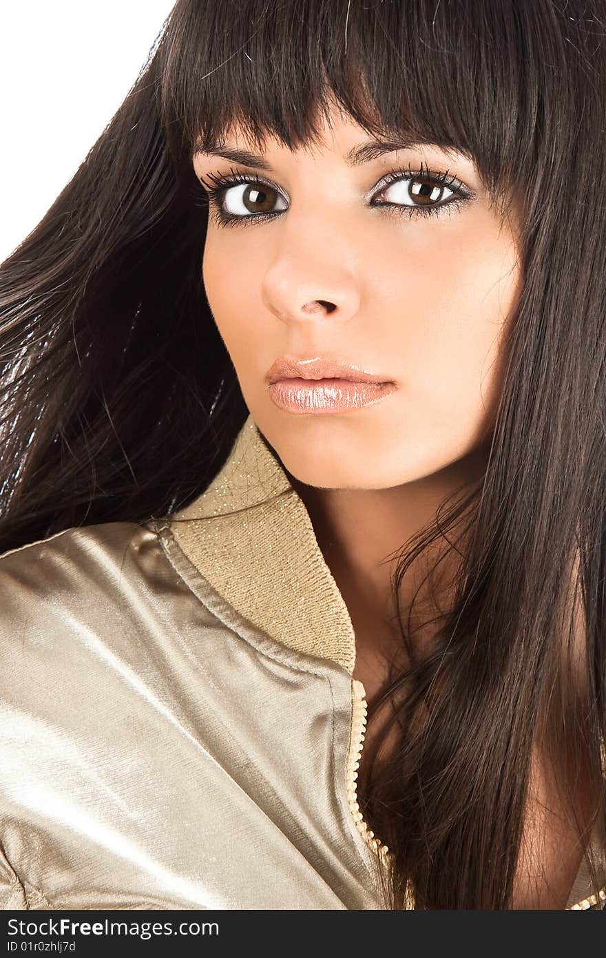 Beautiful dark hair woman posing, studio shot