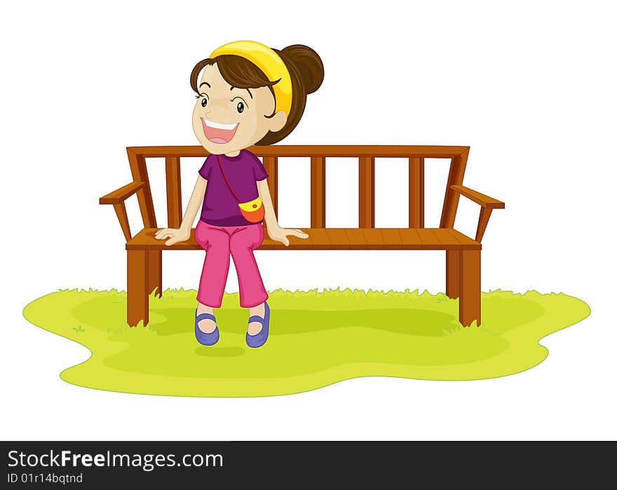 Girl sitting on a bench