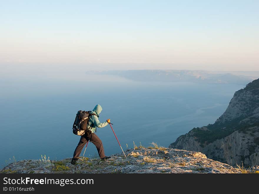 Hiker On A Peak