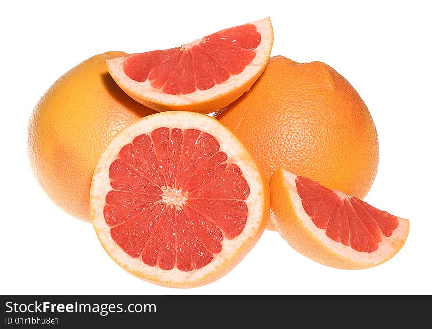 Fresh grapefruits on white background