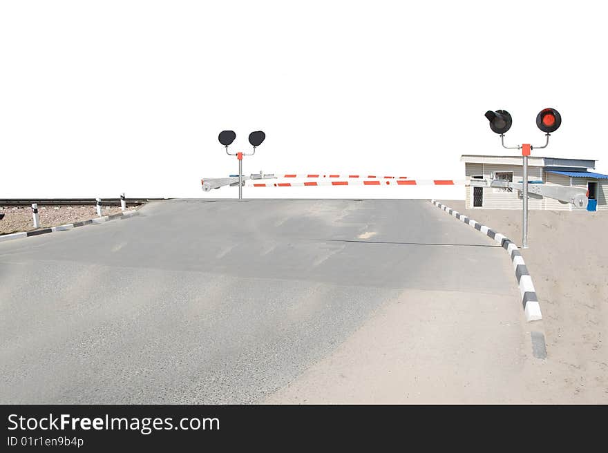 The image of the level crossing and the car