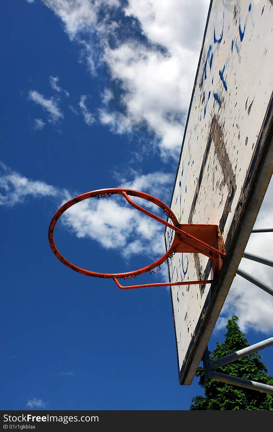 Basket with the board and sky blue