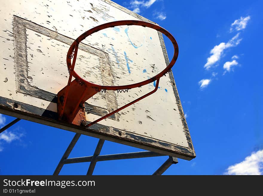 Basket with the board and sky blue