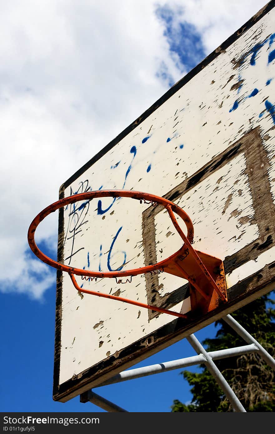 Basket with the board and sky blue