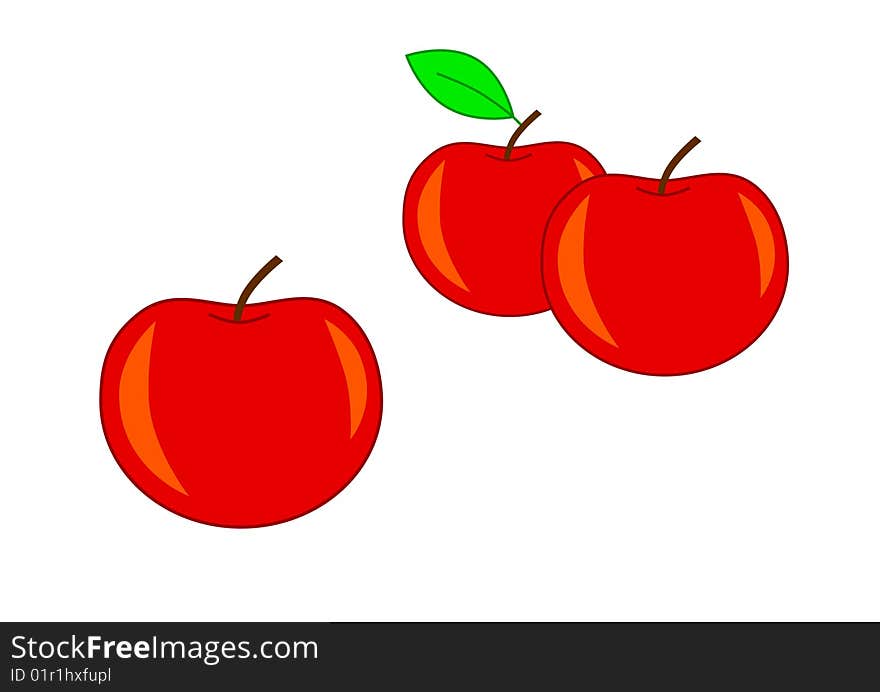 Red apples on a white background