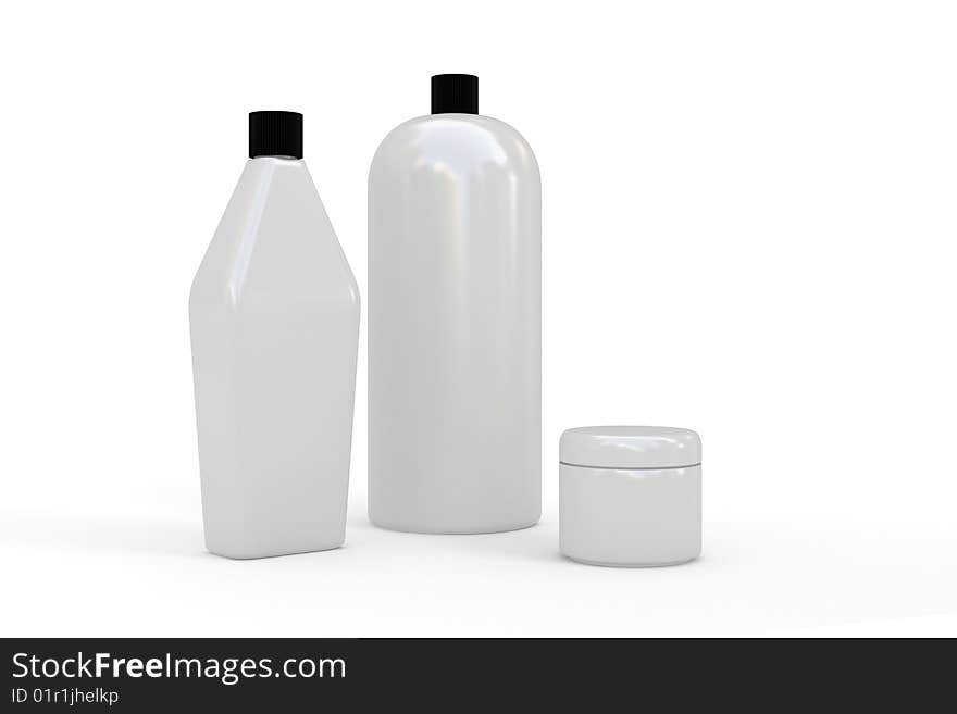 White plastic bottle for label, beauty products