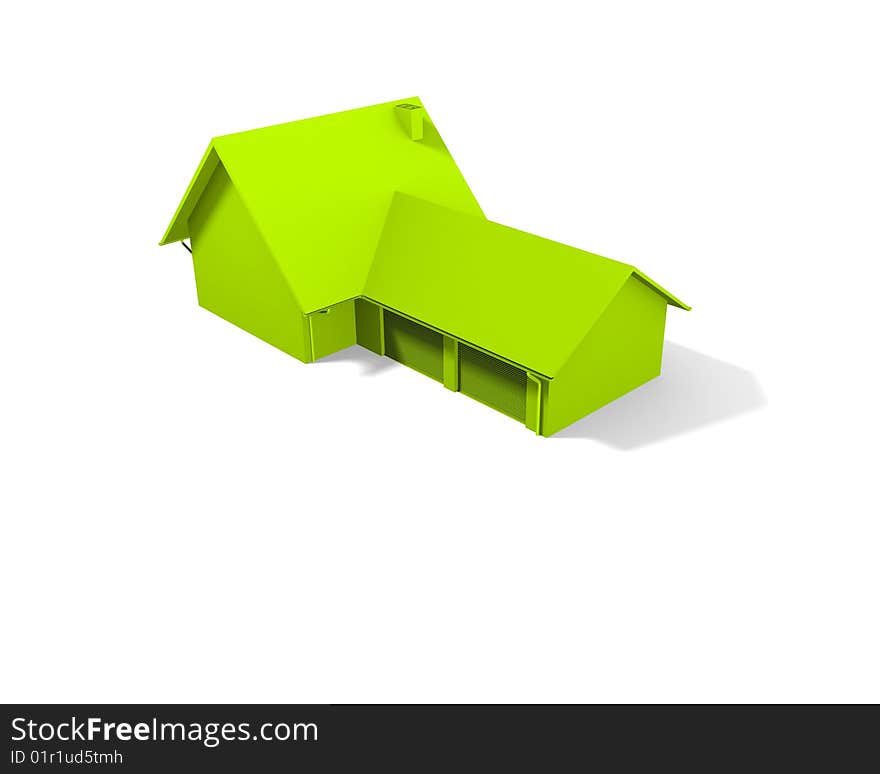 A green house on a white screen (Color can be chance easylie)