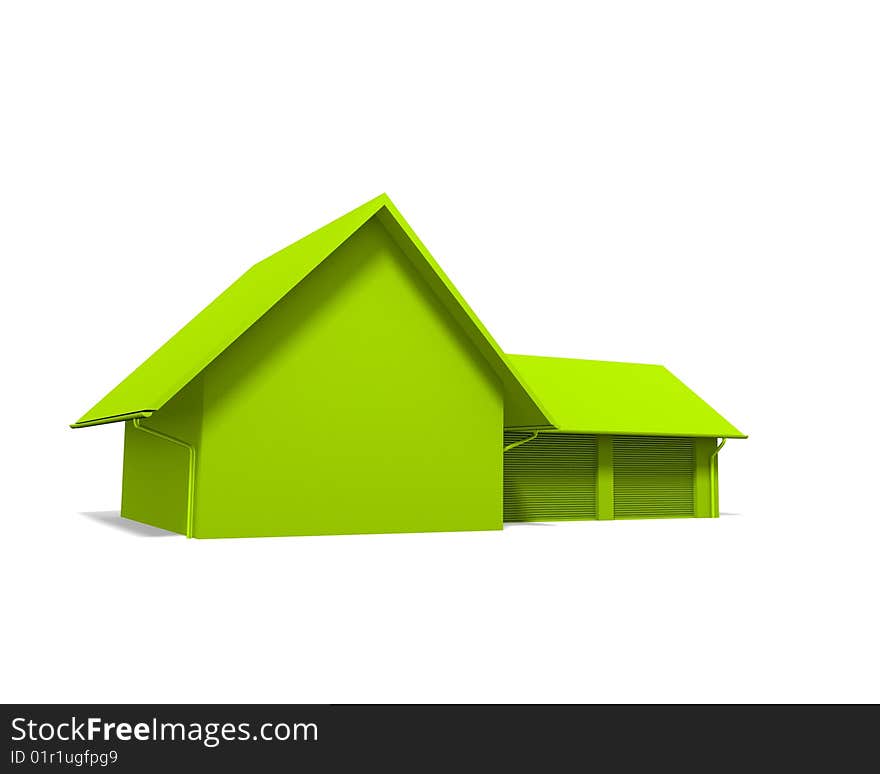 A green house on a white screen (Color can be chance easylie)