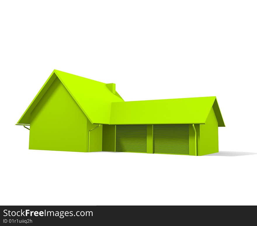 A green house on a white screen (Color can be chance easylie)