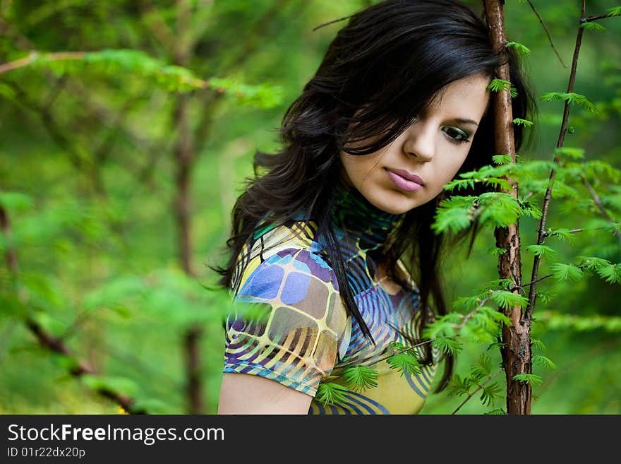 Beautiful girl in a forest