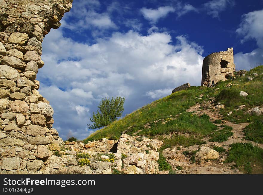 Ancient fortress against the blue sky