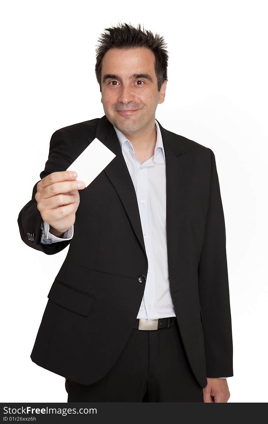 Businessman hold his personal card