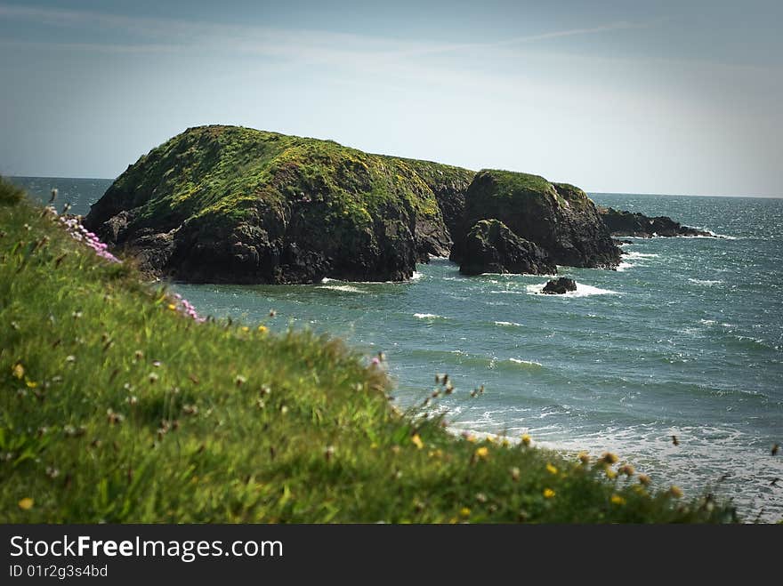 Typical Irish landscape - cliffs over the sea, co.Waterford. Typical Irish landscape - cliffs over the sea, co.Waterford