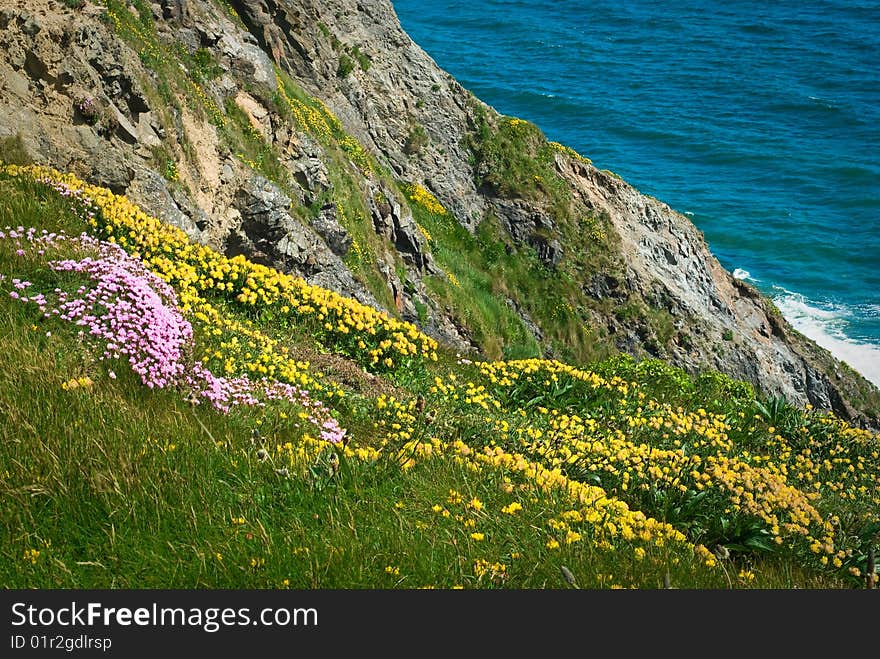 Typical Irish landscape - cliffs over the sea, co.Waterford. Typical Irish landscape - cliffs over the sea, co.Waterford