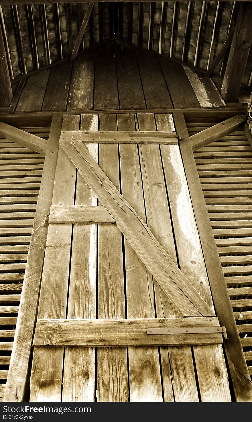 Old wooden door and wall. Old wooden door and wall