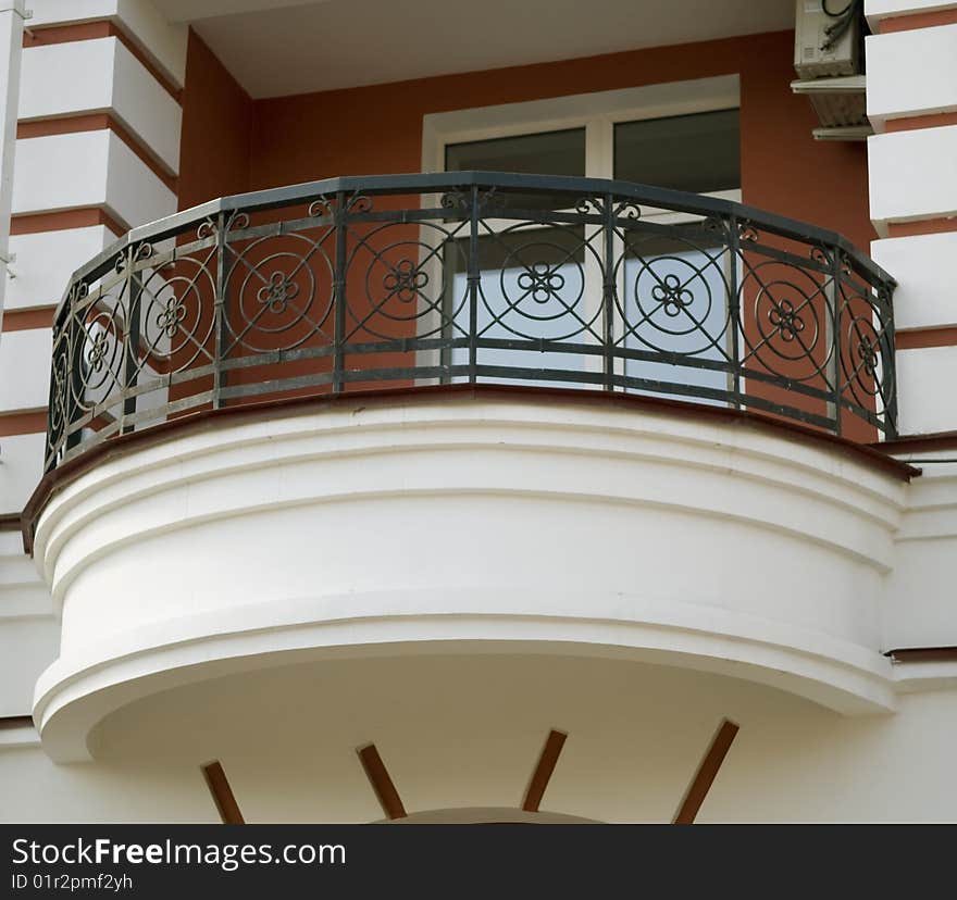 Russia. The city of Irkutsk. A balcony - a decorative element of houses constructed during an epoch of board of Stalin. 30-50 years.