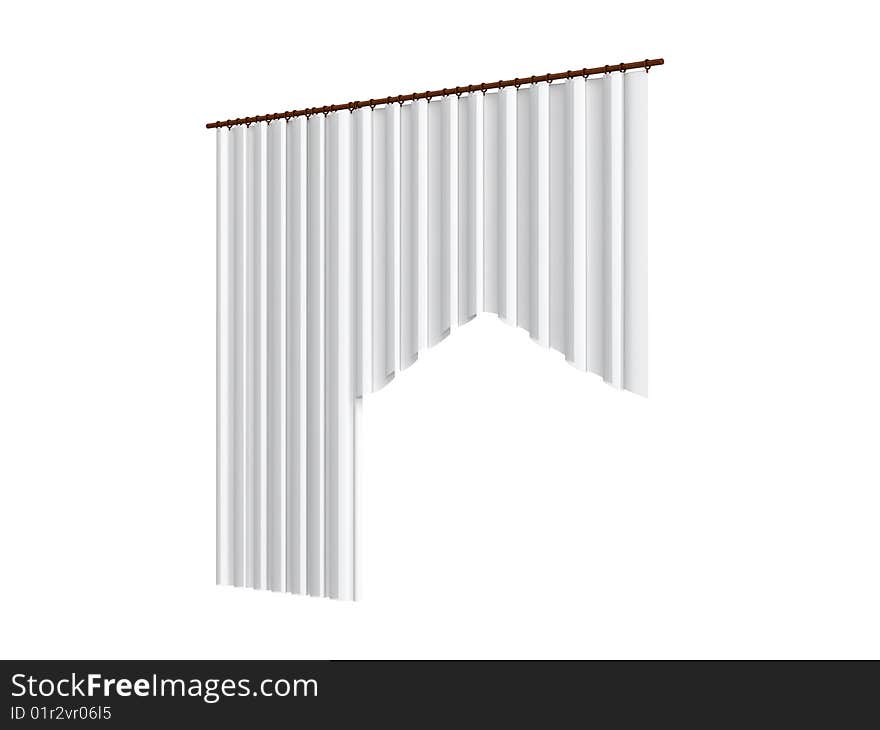 Rendered 3d isolated curtains on white background