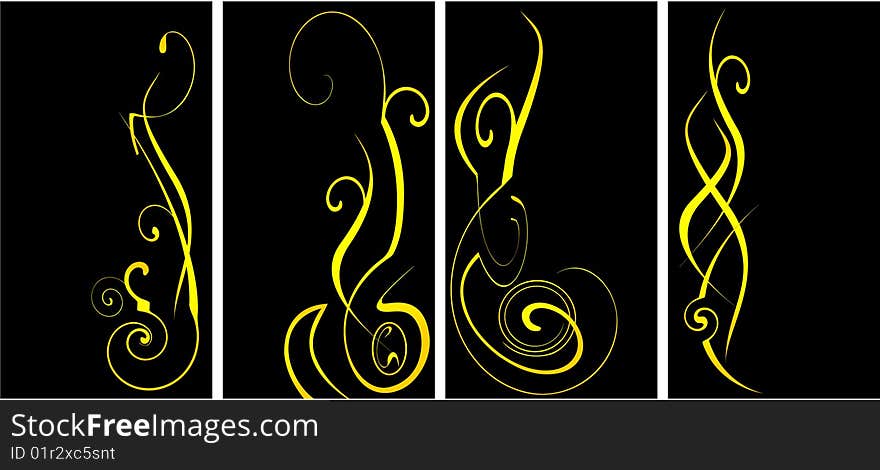 The yellow vector ornate set on black