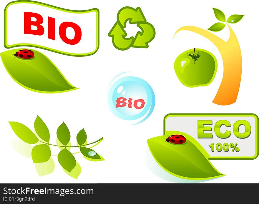 Set of vector symbols on ecology