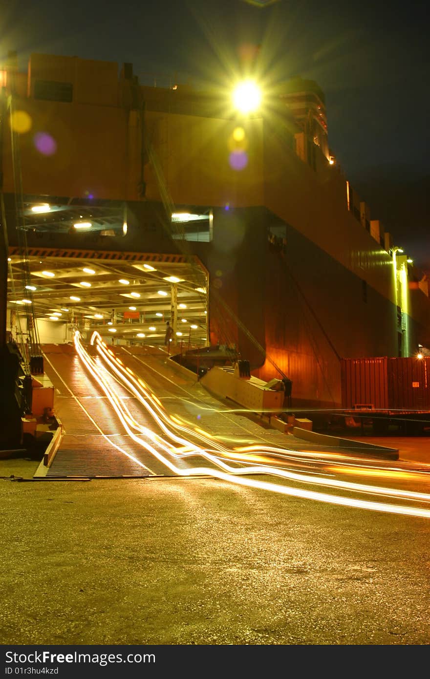 Cars leaving the boat