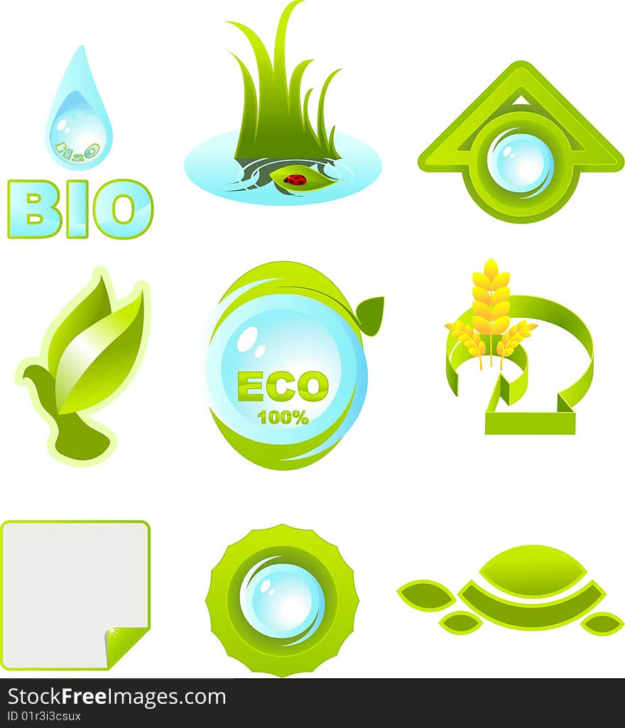 Set of vector symbols on ecology