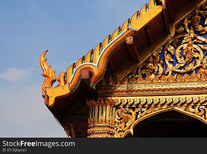 A temple in Wat Phra Kaew in Bangkok, Thailand. A temple in Wat Phra Kaew in Bangkok, Thailand.