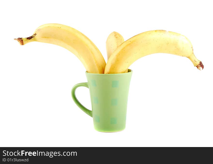 Yellow banana in a cup