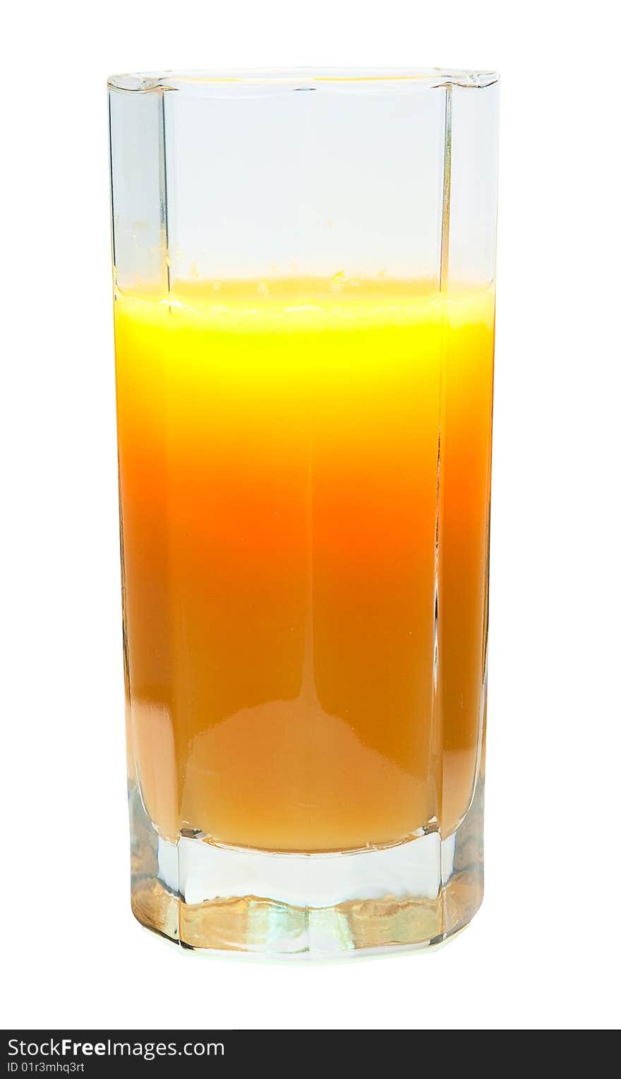 A glass of orange juice isolated on a white background