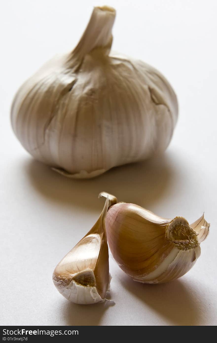 Garlic head and two cloves