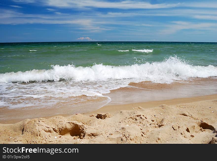 Beautiful marine surf in a canicular day. Beautiful marine surf in a canicular day