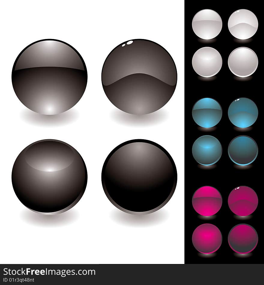 Collection of four different round icons with colour variation. Collection of four different round icons with colour variation