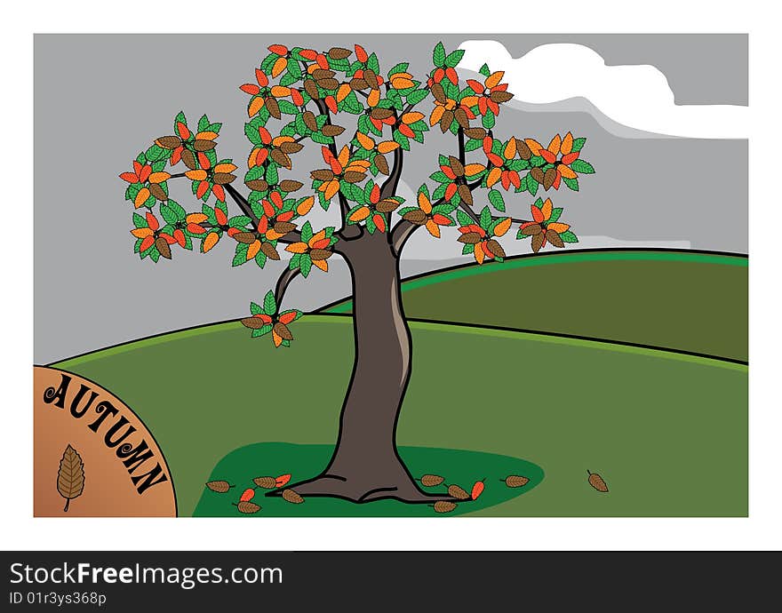 An illustration of a tree in autumn