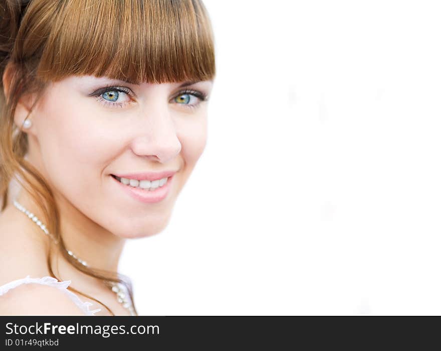 Beauty woman portrait on white background