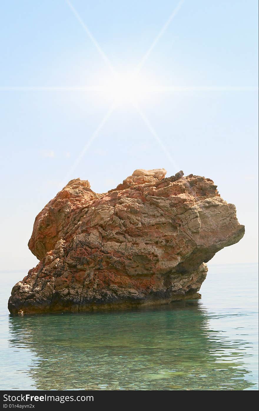 Wonderful alone cliff in the mediterranean sea.