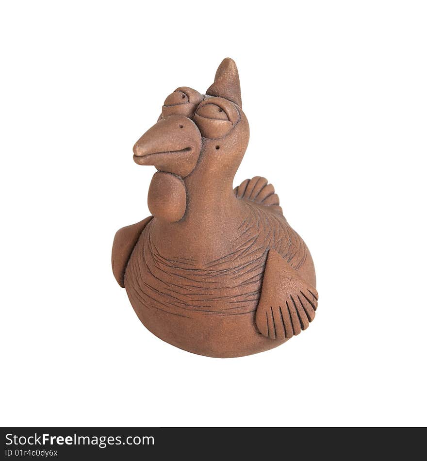 The clay hen, fun and grotesque ceramics sculpture.