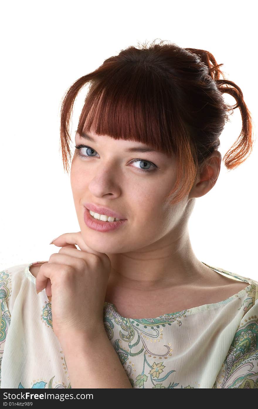 Red haired girl wearing a tunic