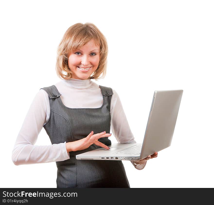 Cute blonde with laptop