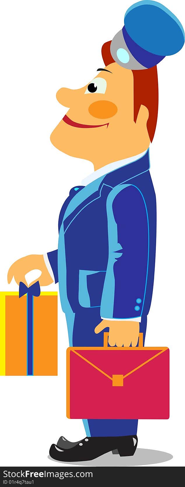 Illustration of postman with gift