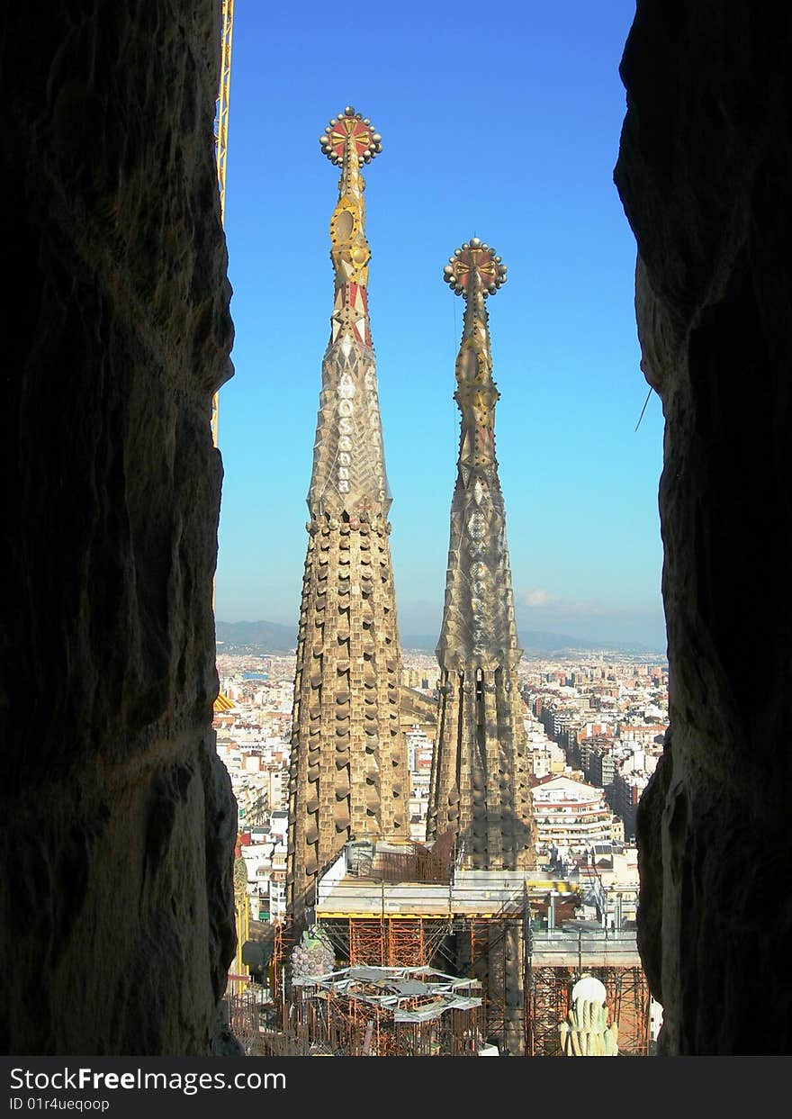 Details of the towers of the Sagrada Familia. Details of the towers of the Sagrada Familia.