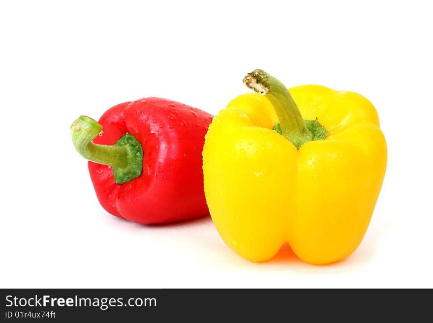 Fresh Red And Yellow Paprika Isolated