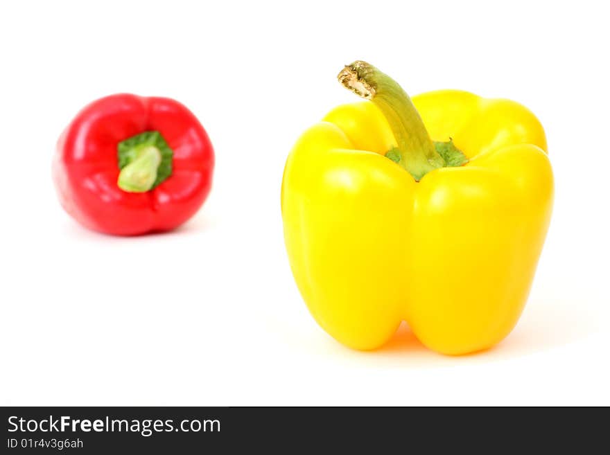 Fresh Red and Yellow Paprika Isolated