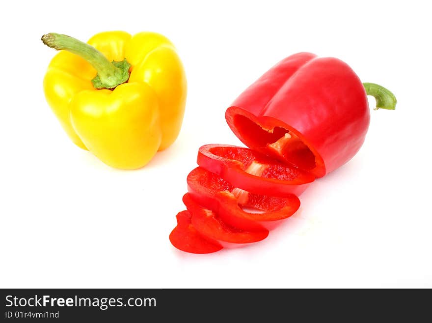 Fresh Red And Yellow Paprika Isolated