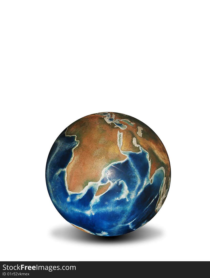 Blue planet over white background. Isolated image. Blue planet over white background. Isolated image