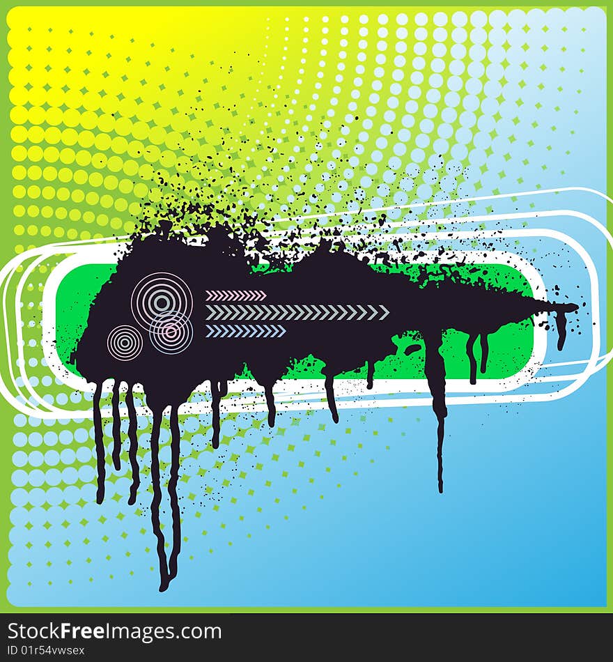 Vector template with big ink blot on a dot background. Vector template with big ink blot on a dot background