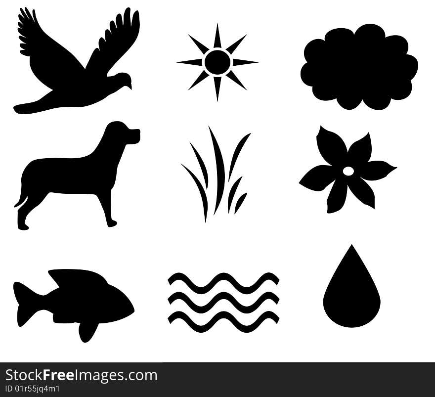 The image of flora and fauna in black colour. The image of flora and fauna in black colour.